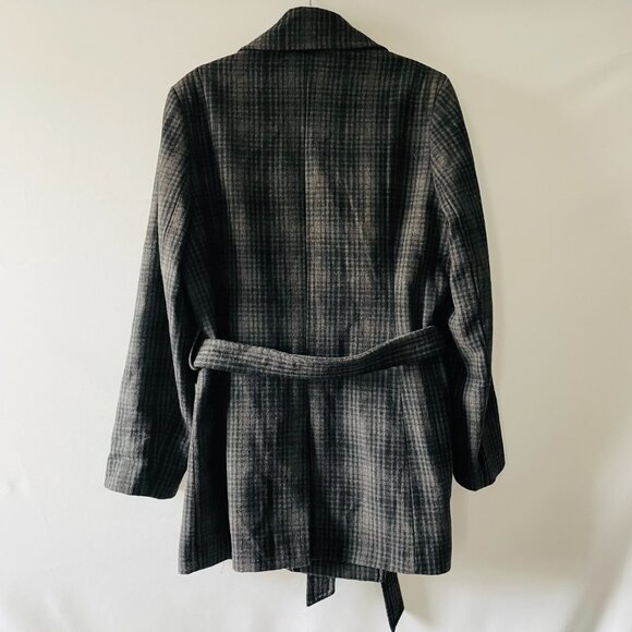 Apostrophe Womens Black Double Breasted Hip Length Wool Blend Trench Coat Sz XL - Picture 2 of 9